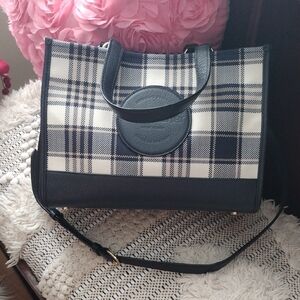 Plaid Blue and White Women's Coach Bag